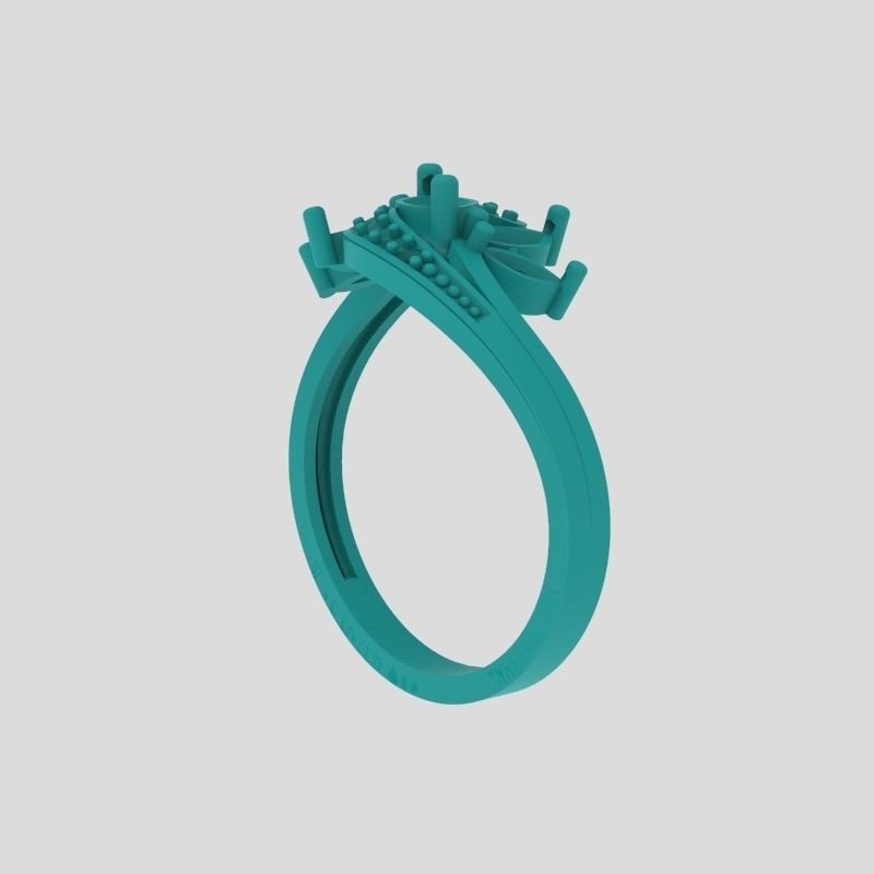 Design Women ring with gems and diamonds 3dm stl3D print model 3D print model_16