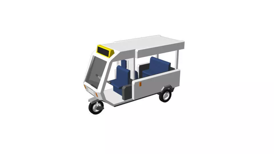 Tricycle Rickshaw Tuktuk 4 SEATS Low-poly 3D model
