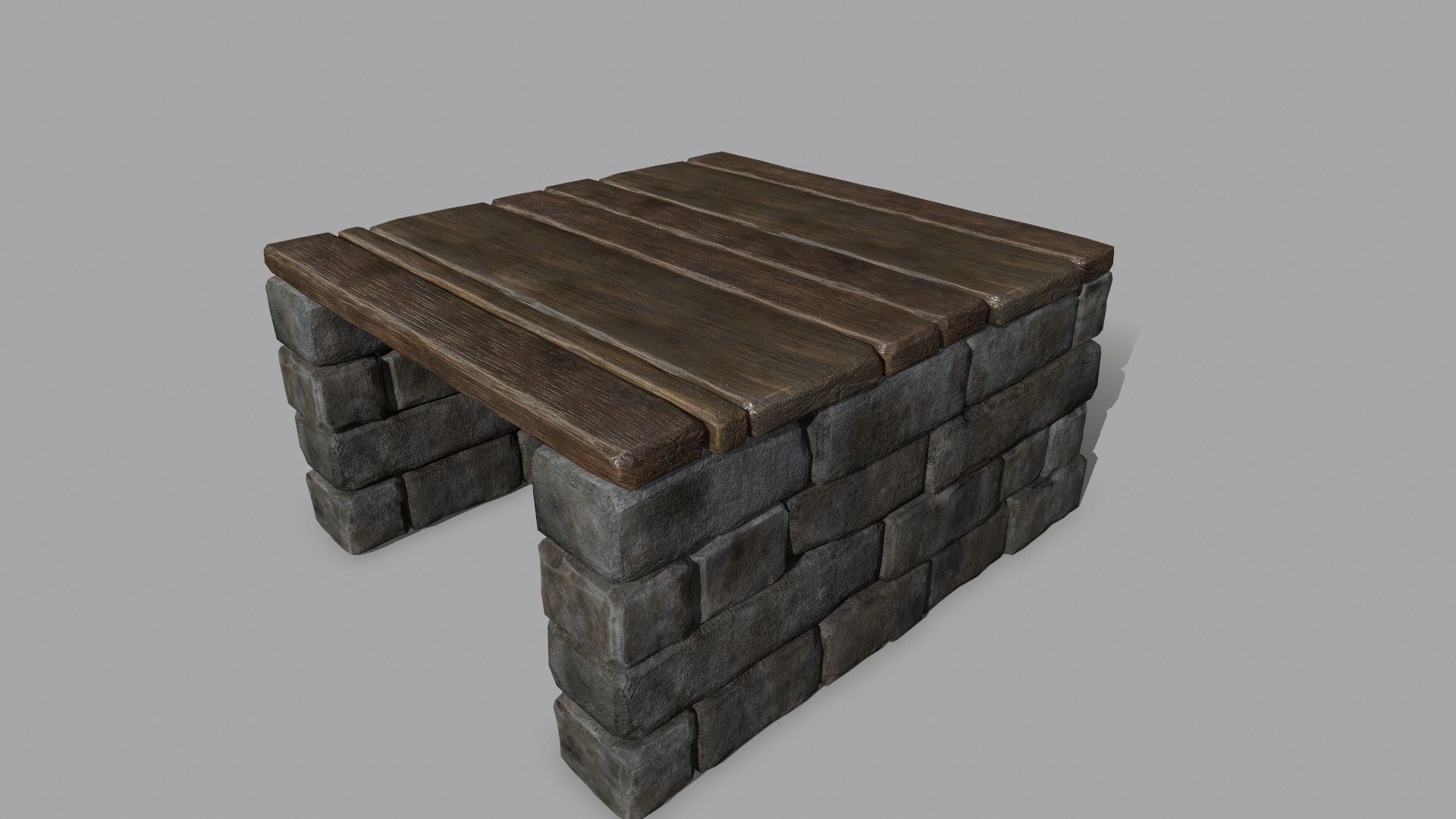 stair set of wooden stairs Low-poly 3D model_8