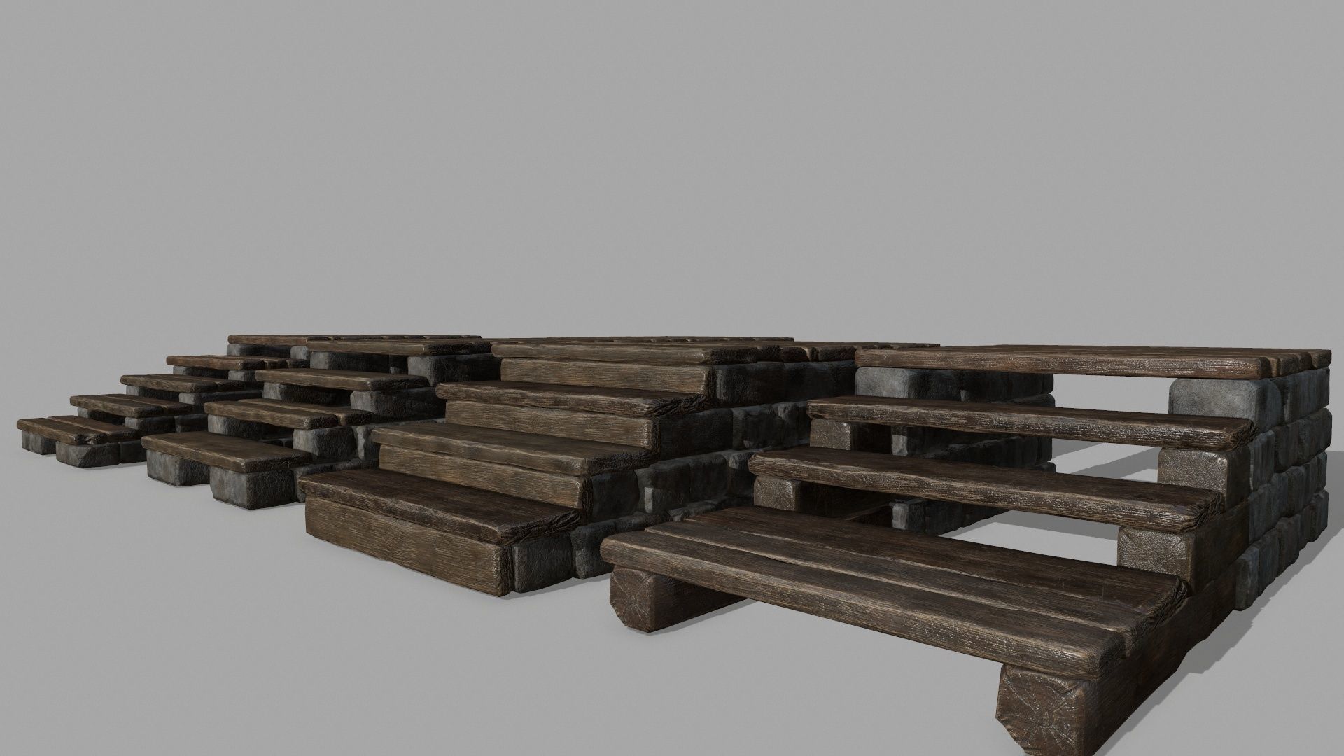 stair set of wooden stairs Low-poly 3D model_16