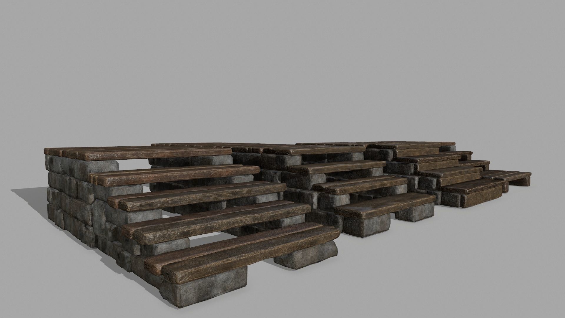 stair set of wooden stairs Low-poly 3D model_15
