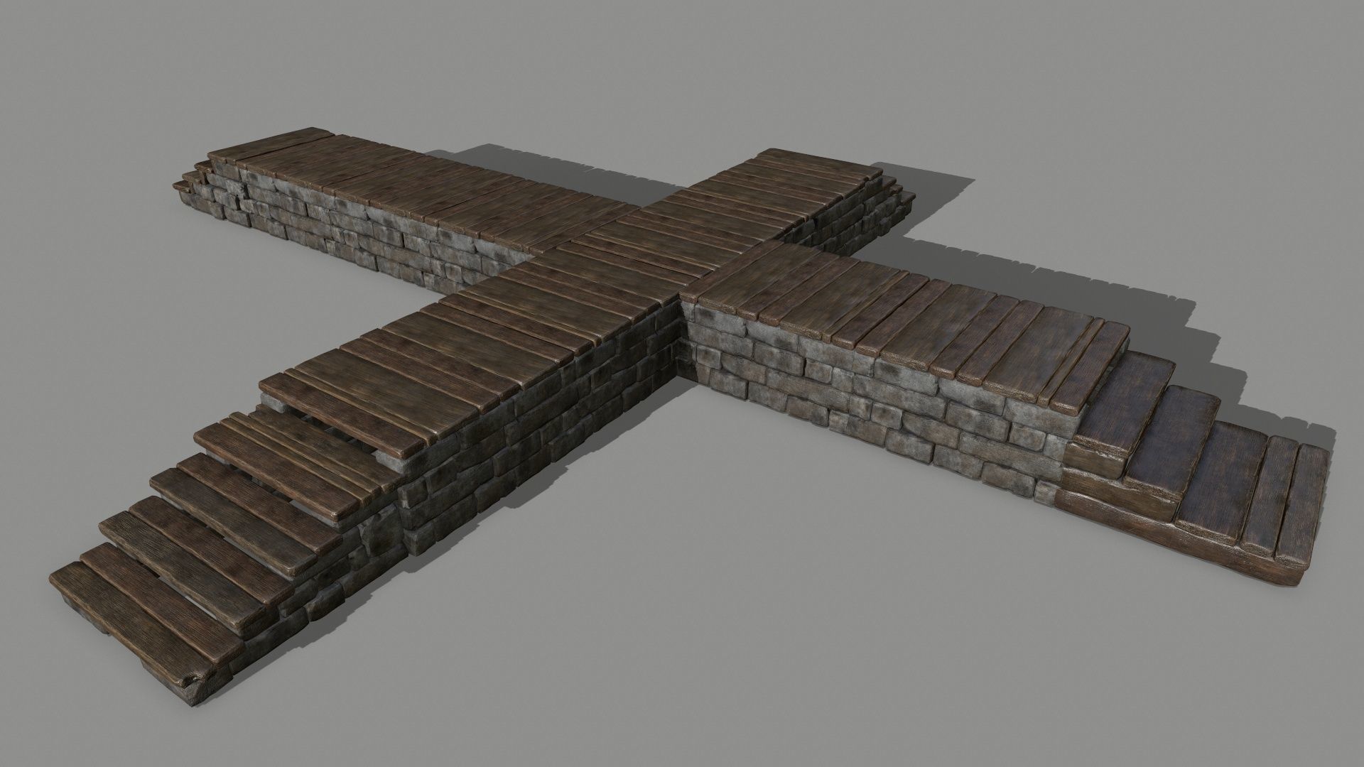 stair set of wooden stairs Low-poly 3D model_18