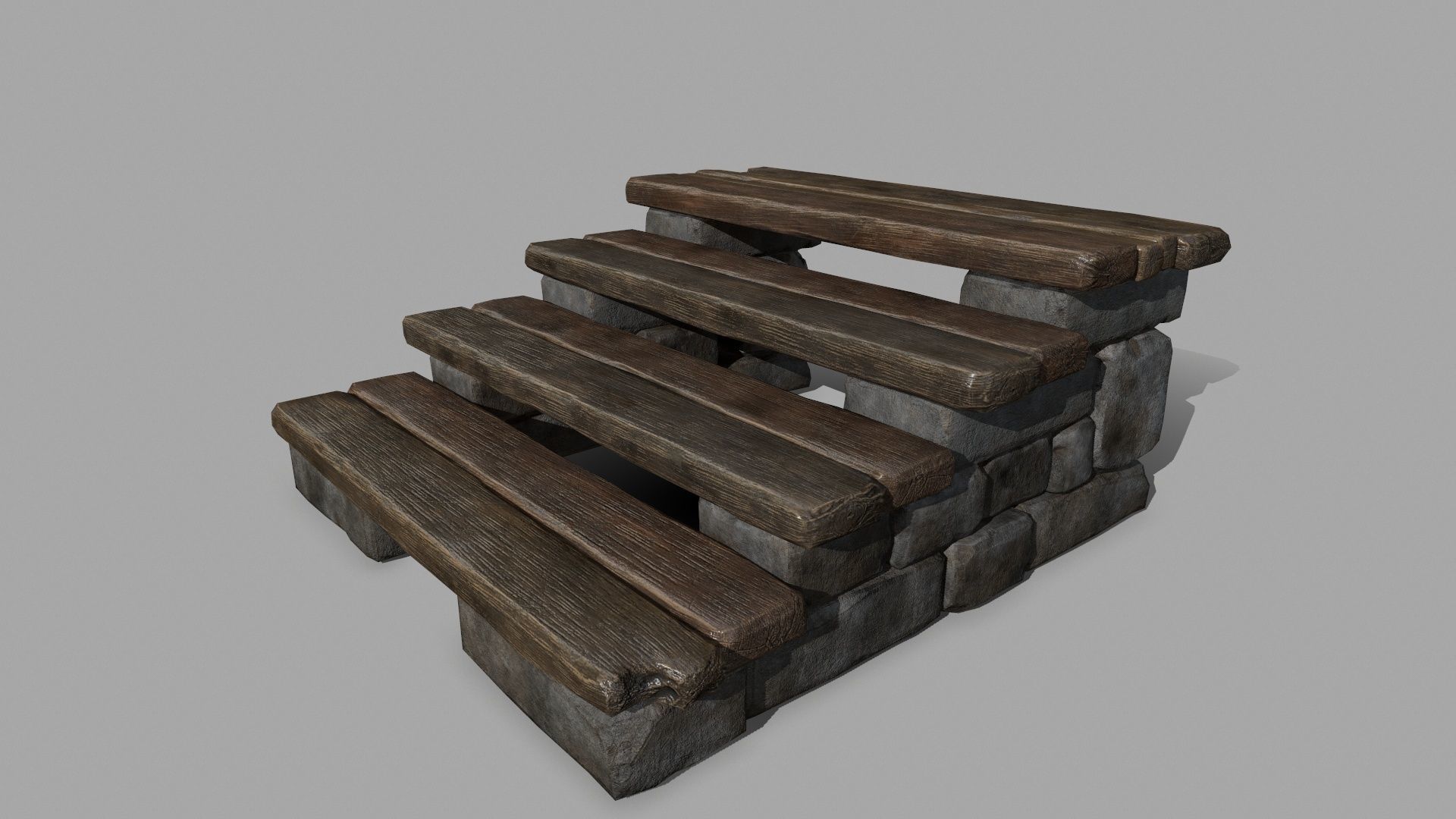stair set of wooden stairs Low-poly 3D model_6