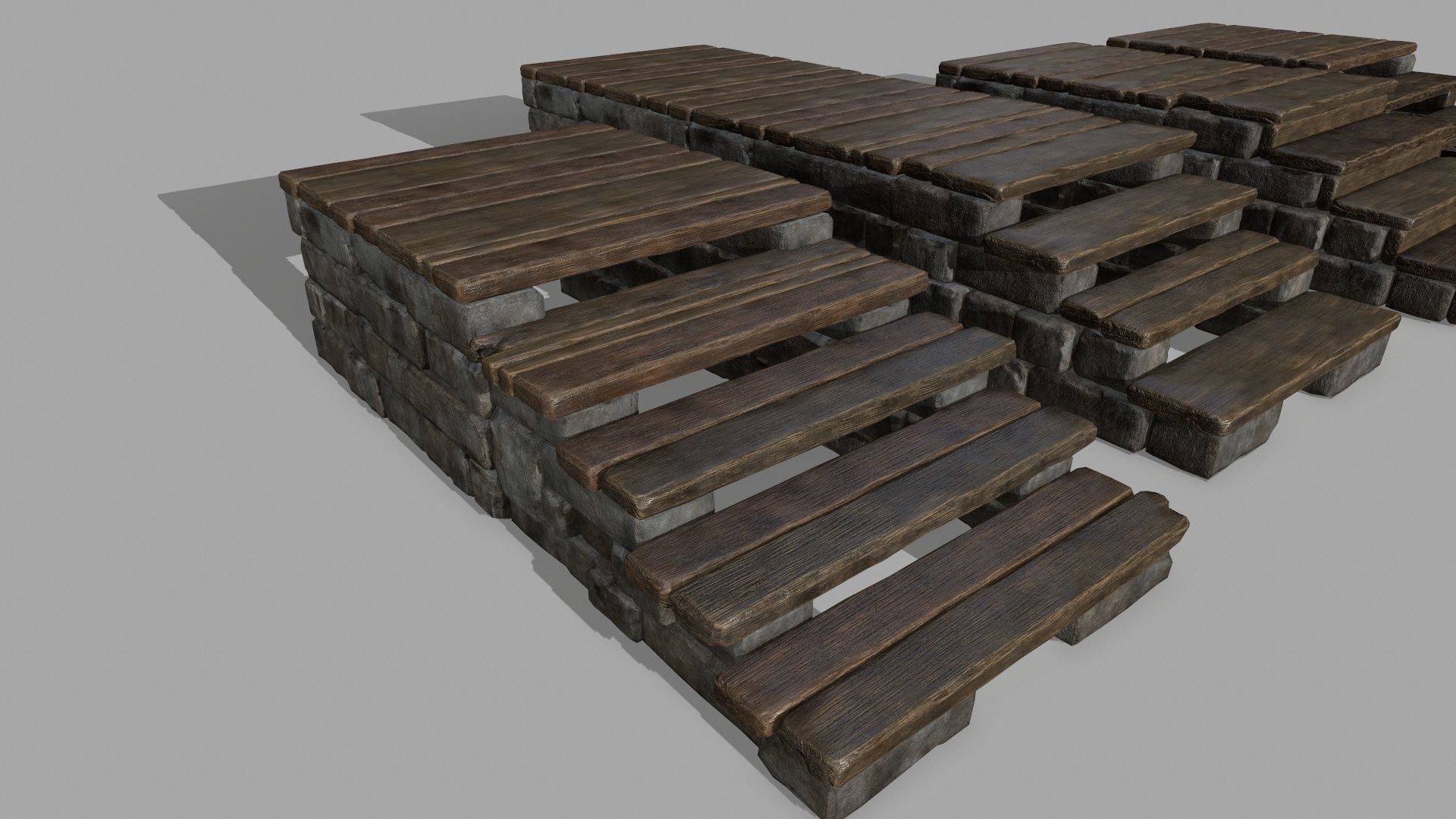 stair set of wooden stairs Low-poly 3D model_12