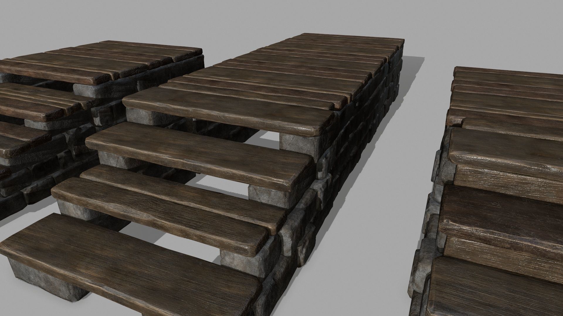 stair set of wooden stairs Low-poly 3D model_13