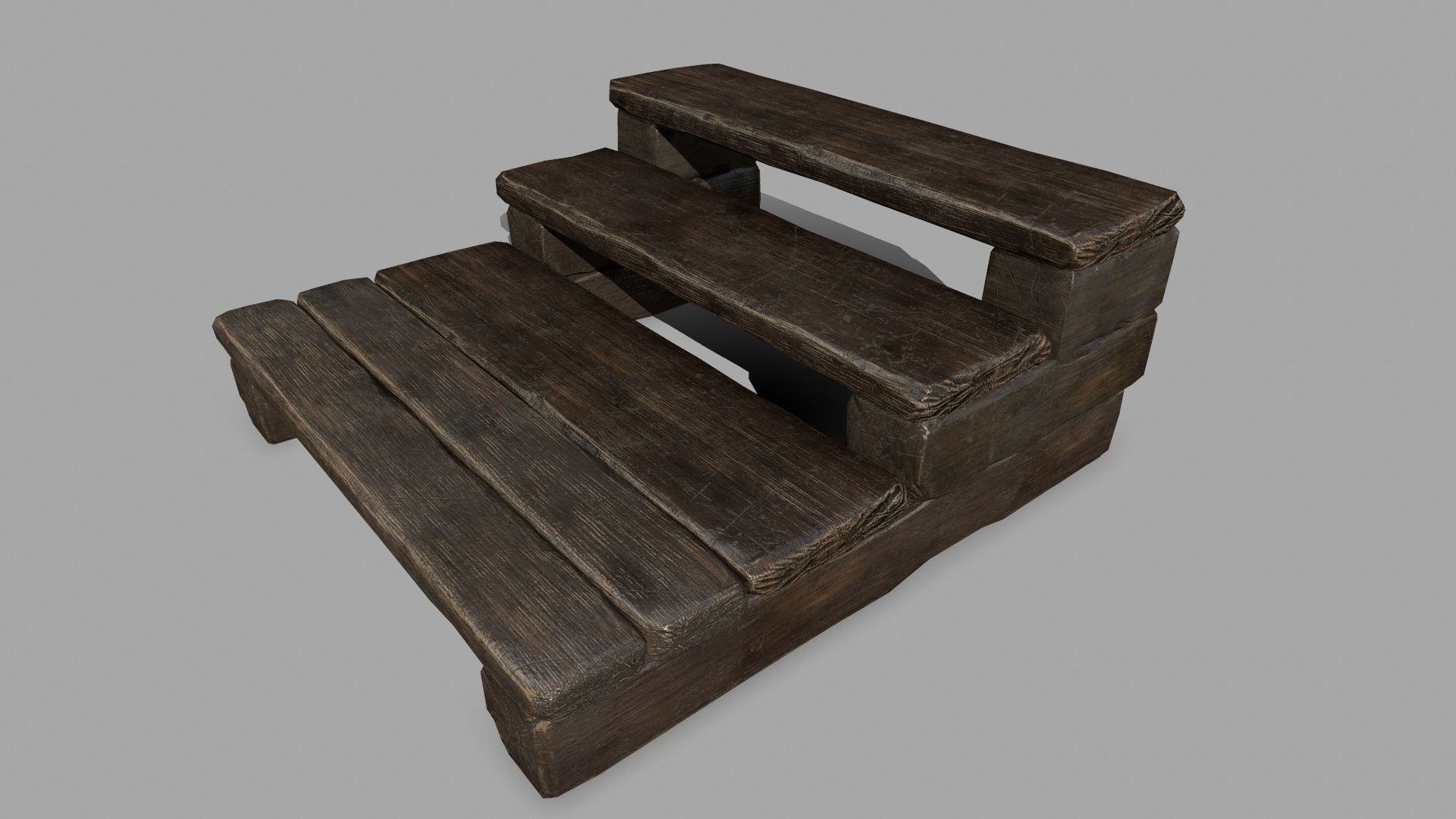 stair set of wooden stairs Low-poly 3D model_1