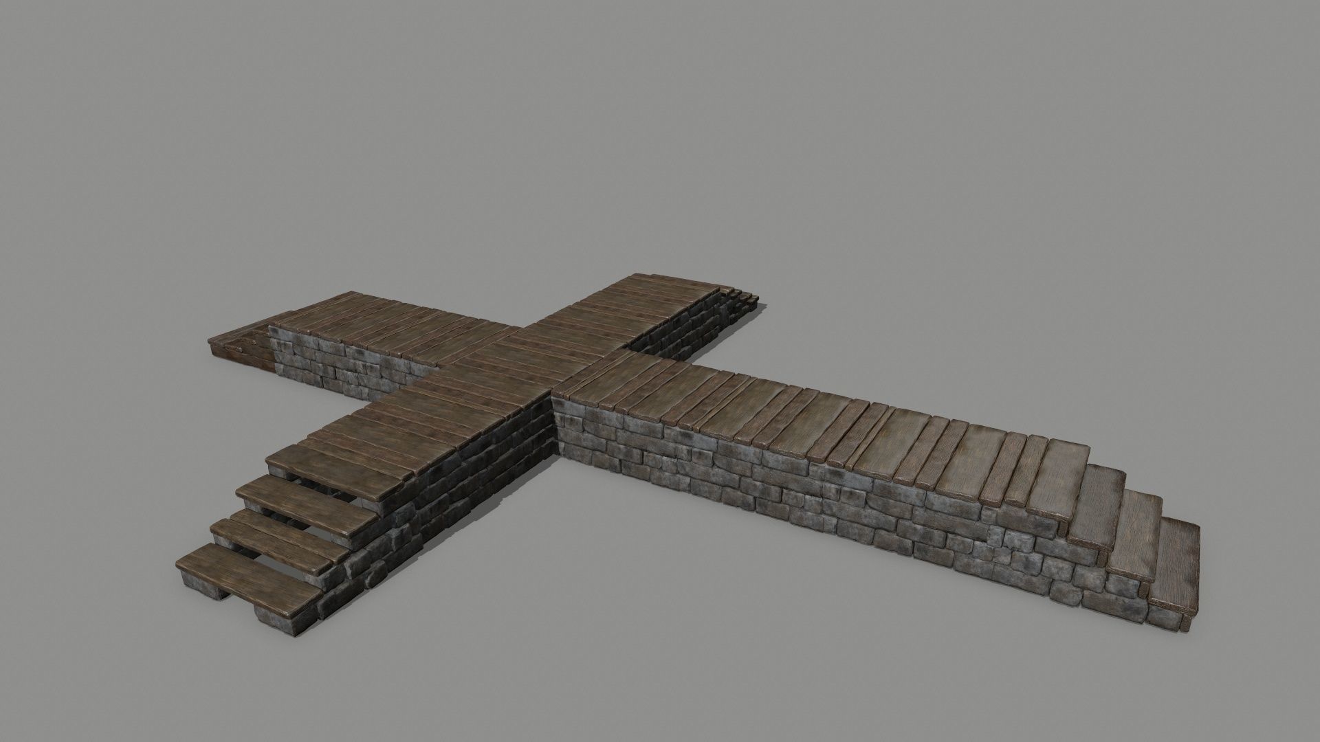 stair set of wooden stairs Low-poly 3D model_19