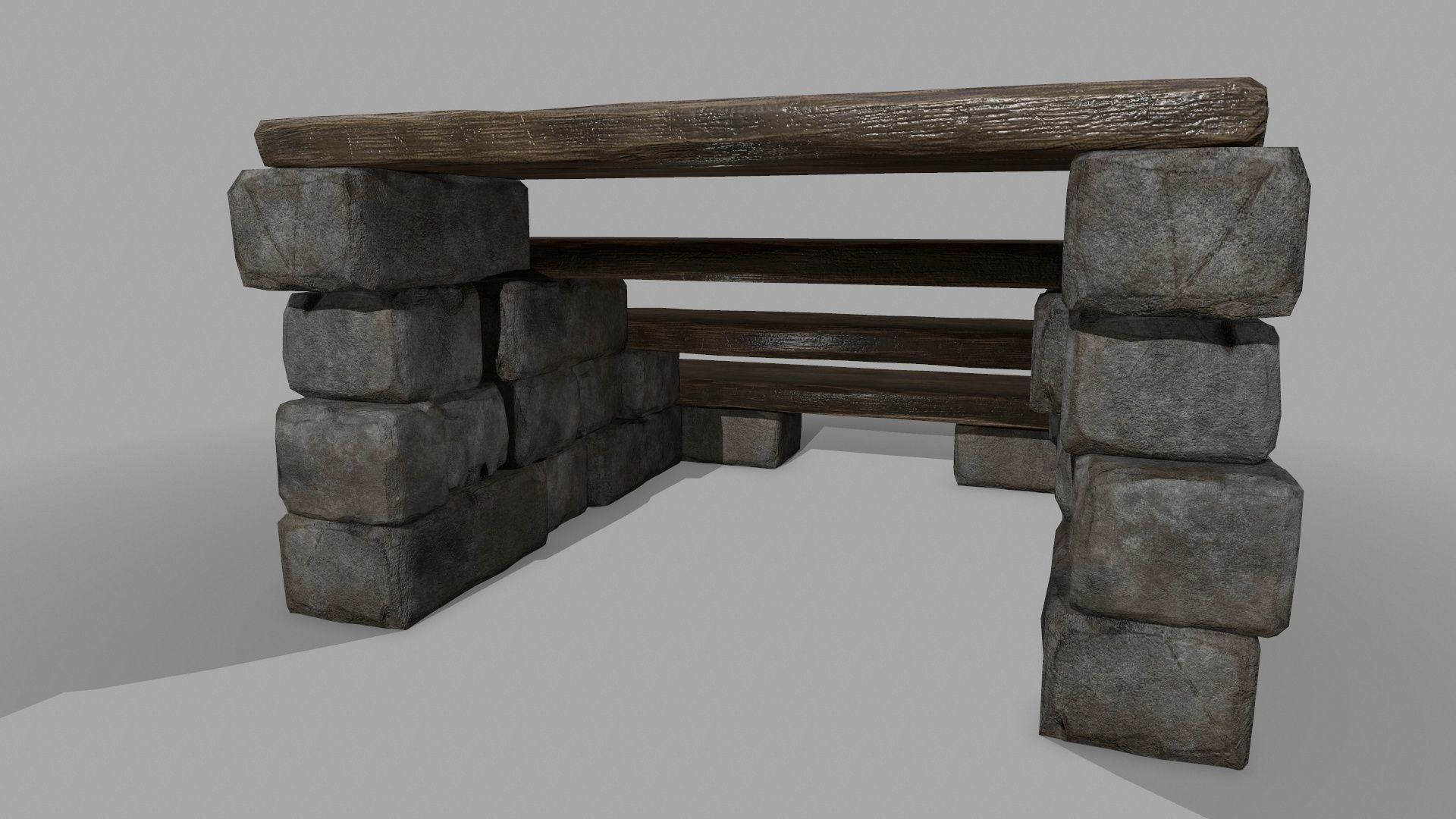 stair set of wooden stairs Low-poly 3D model_5