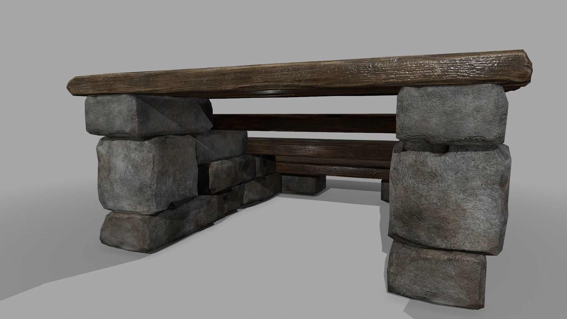 stair set of wooden stairs Low-poly 3D model_7