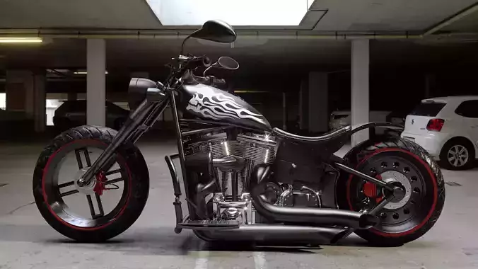 Motorcycle model harley davidson chopper