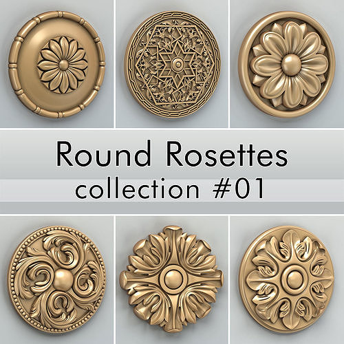 Round Rosettes collection 01 3D model