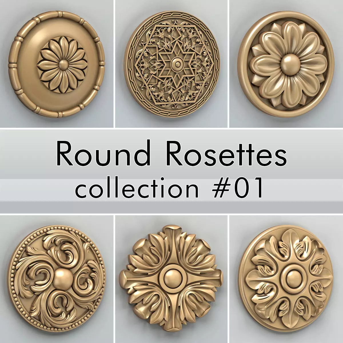 Round Rosettes collection 01 3D model_0
