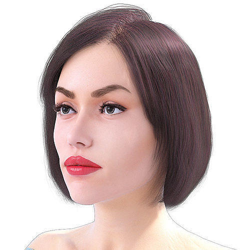 Realistic Woman Face with Free Hairstyles Low-poly 3D model