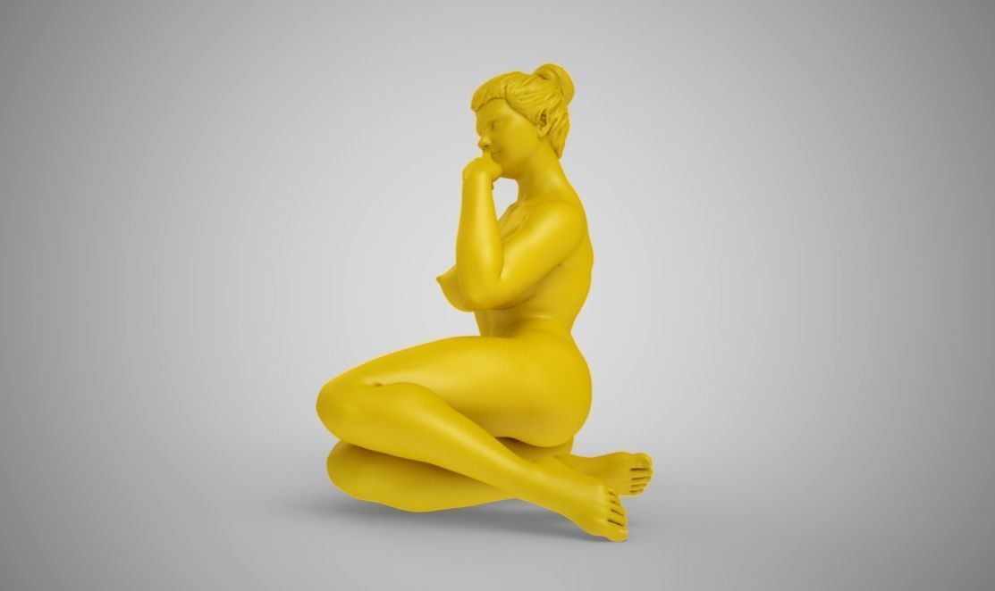 Recline statue of woman 3D print model_4