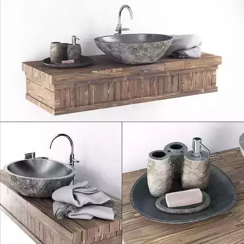 Washbasin stone gray n9 3D model