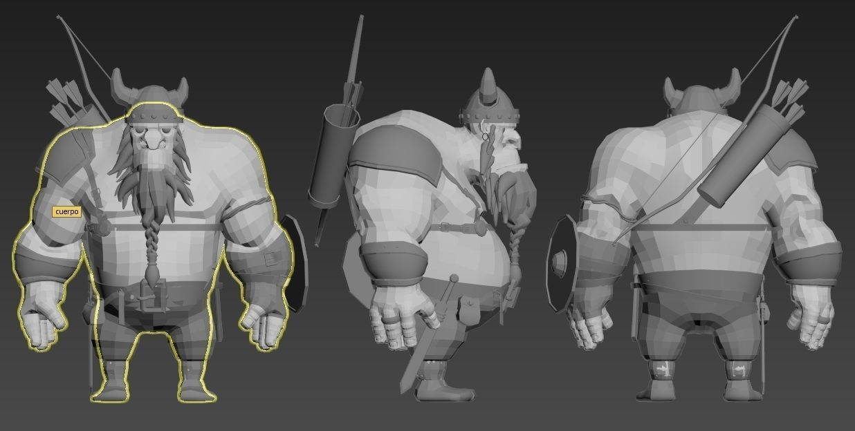 vikingo model vikings with weapons and armor Low-poly 3D model_1