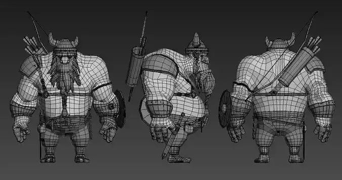 vikingo model vikings with weapons and armor Low-poly 3D model