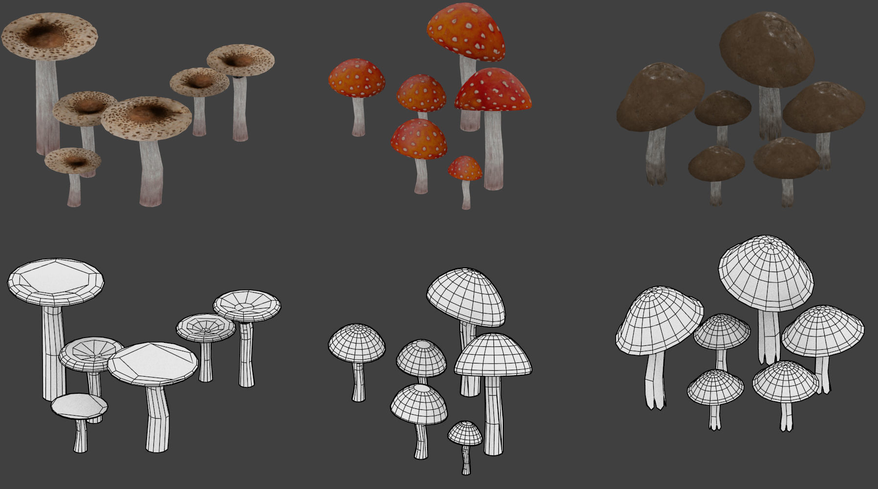 Mushroom Pack Low-poly 3D model_1