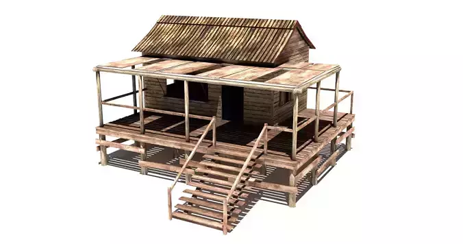 Shack wooden house Low-poly 3D model
