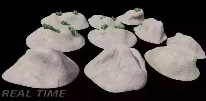 Sand dunes  Low-poly 3D model