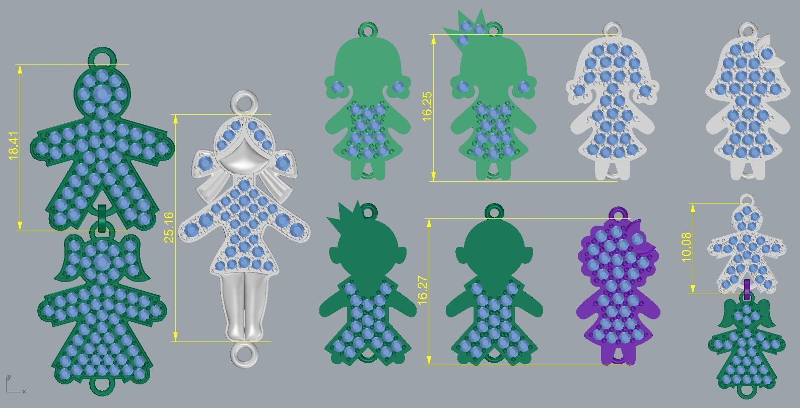 Set of elements for pendants and bracelets 3D print model_1