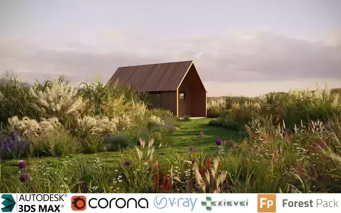 Miscanthus grass collection - Include GrowFX and Mesh file 3D model