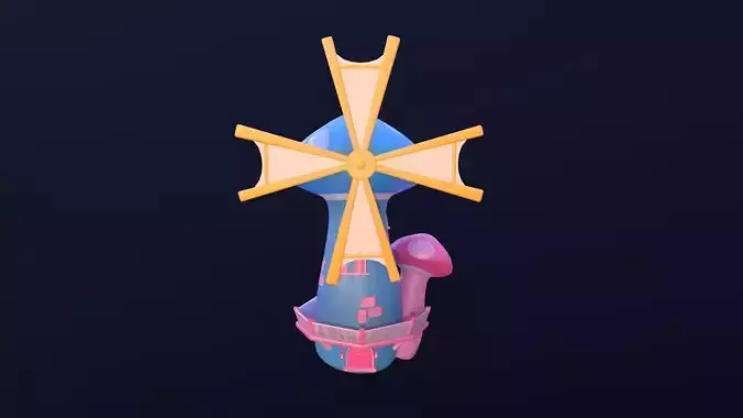 Asset - Cartoons - Background- Windmill - Hight Poly