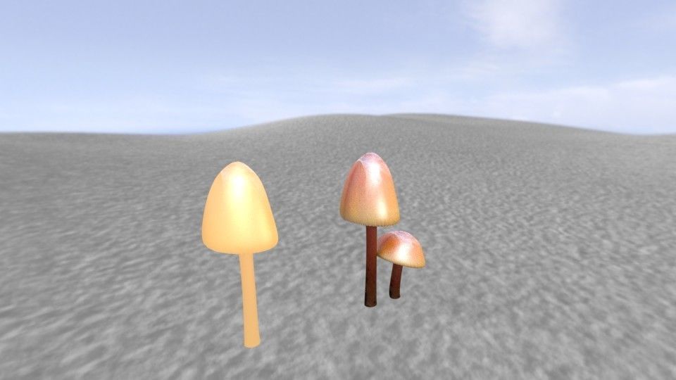 Shrooms 2 group of mushrooms in desert Low-poly 3D model_2