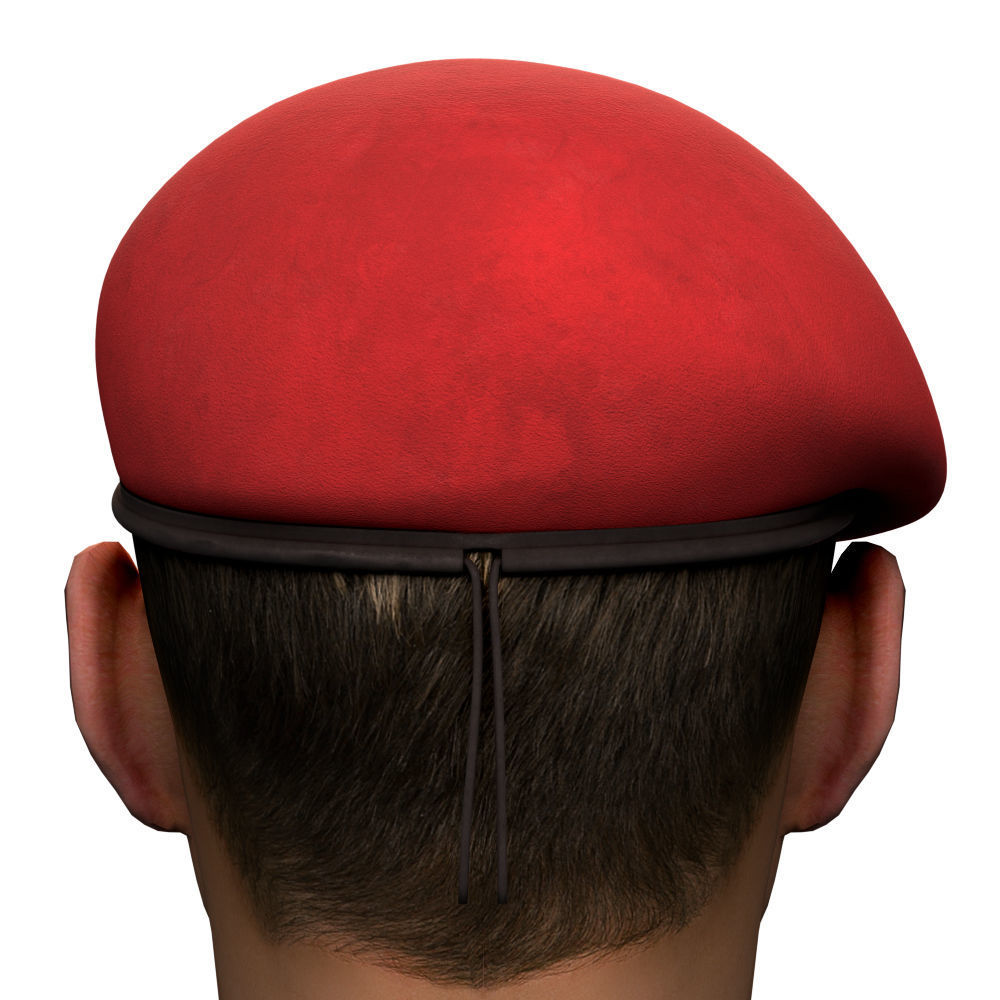 Military Red Beret of Army Special Forces with patch emblem Low-poly 3D model_2