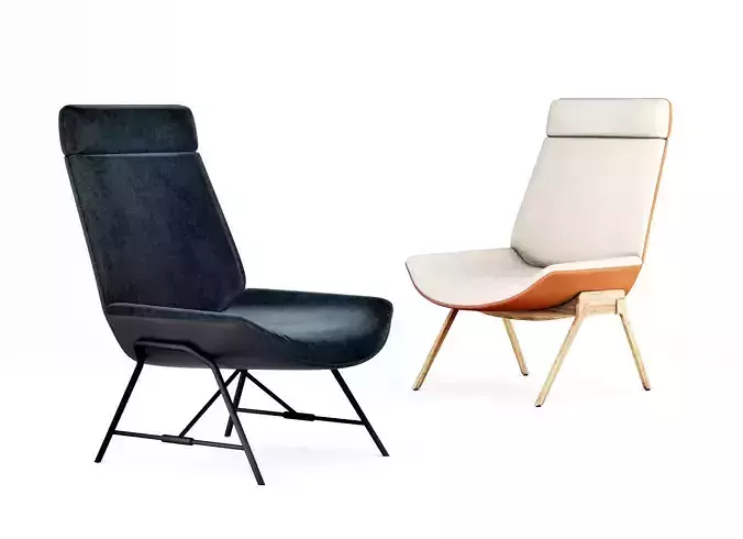 Wittmann Melange Highback chair and lounge chair 3D model