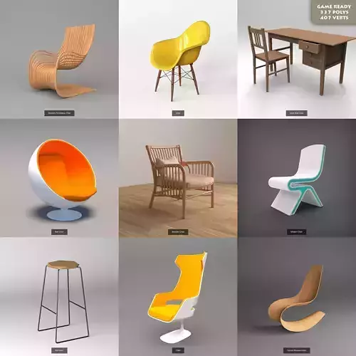 Chairs Pack 3D Model Collection