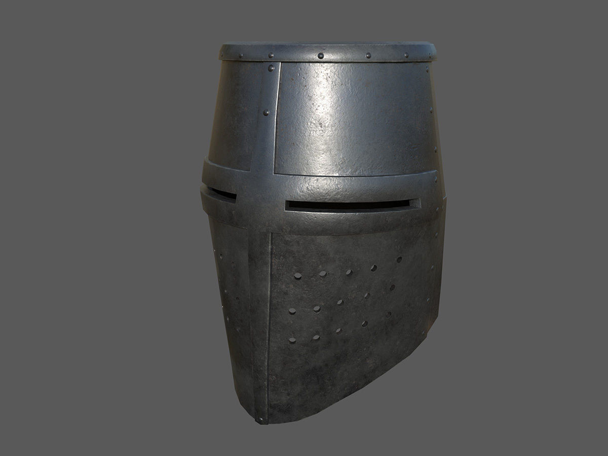 Medieval Great Helm Low-poly 3D model_2
