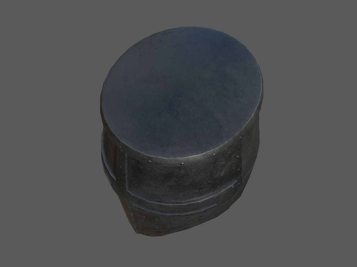 Medieval Great Helm Low-poly 3D model_6