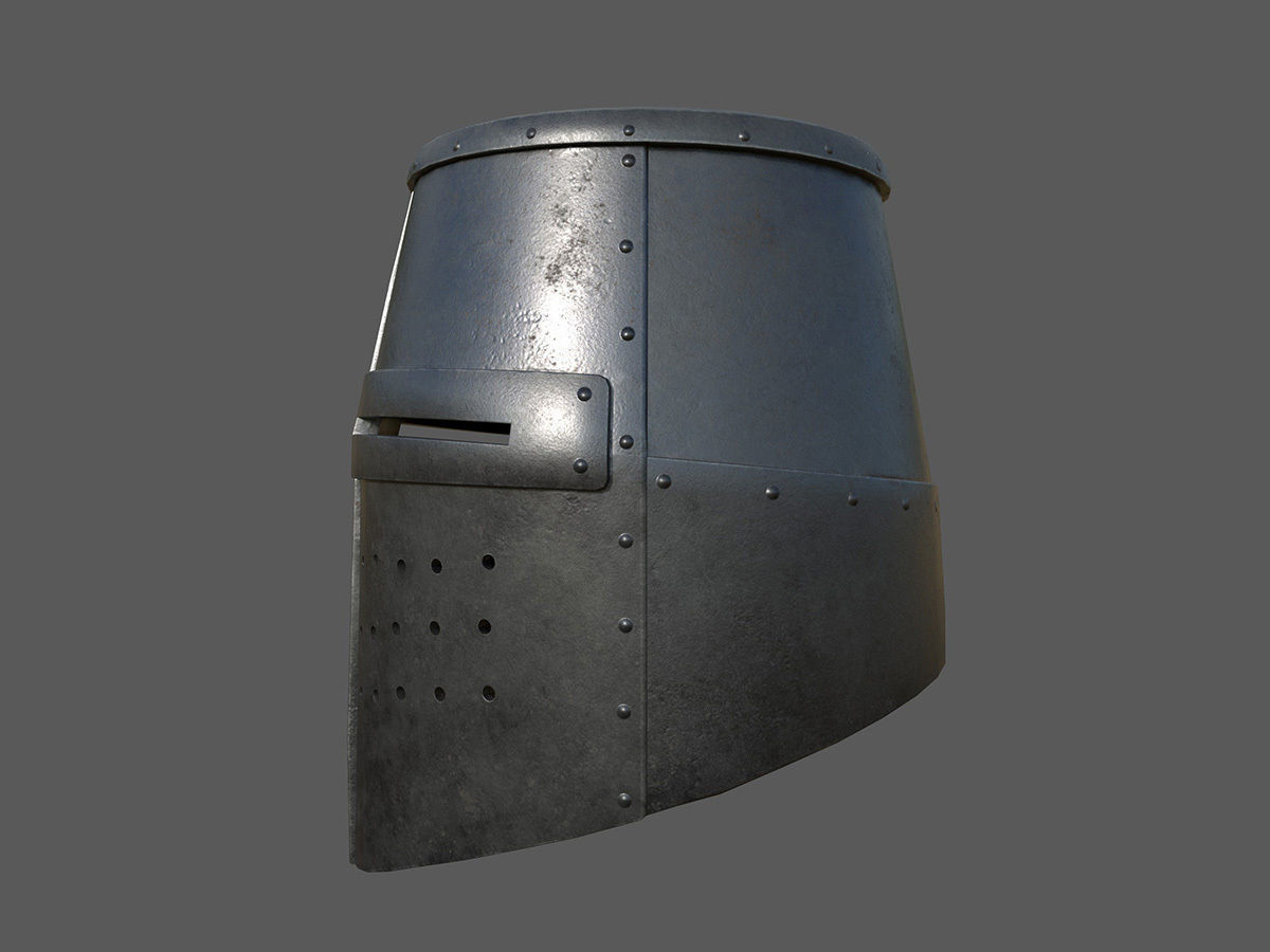 Medieval Great Helm Low-poly 3D model_4