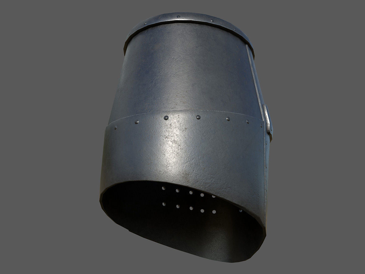 Medieval Great Helm Low-poly 3D model_5