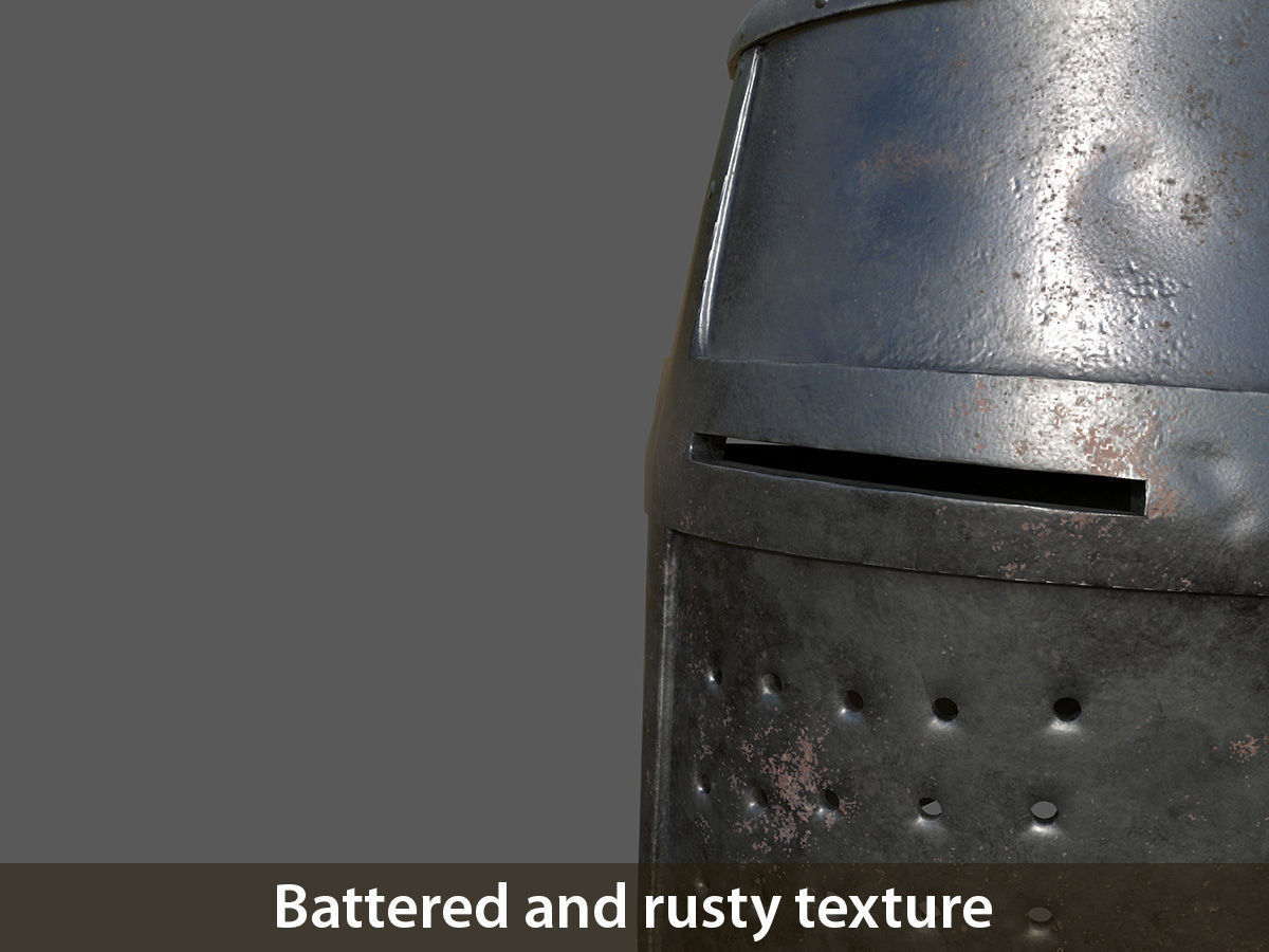 Medieval Great Helm Low-poly 3D model_12