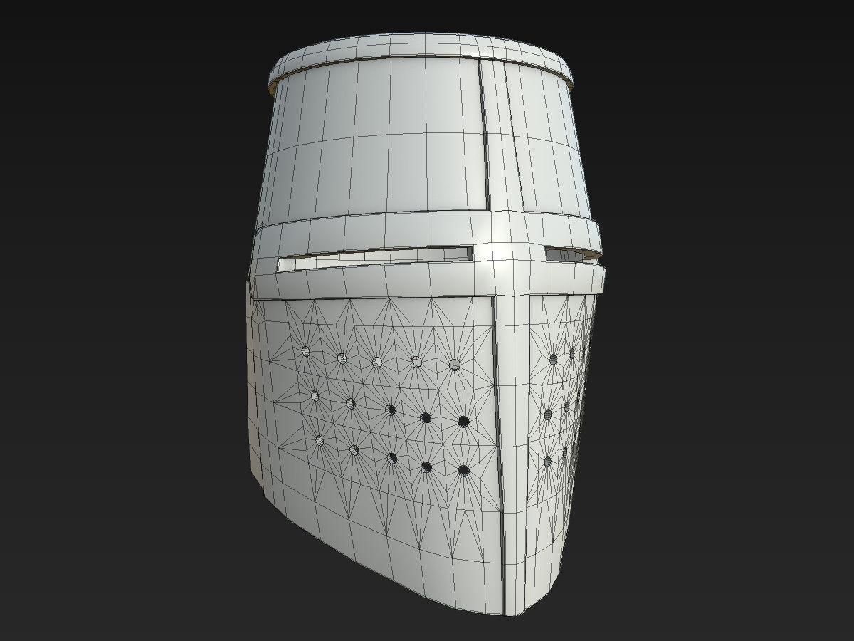 Medieval Great Helm Low-poly 3D model_15