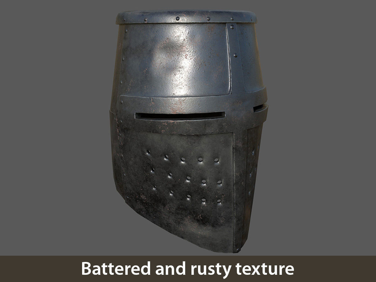 Medieval Great Helm Low-poly 3D model_10