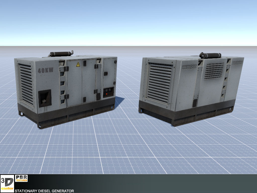 Stationary Diesel Generator Low-poly 3D model_7