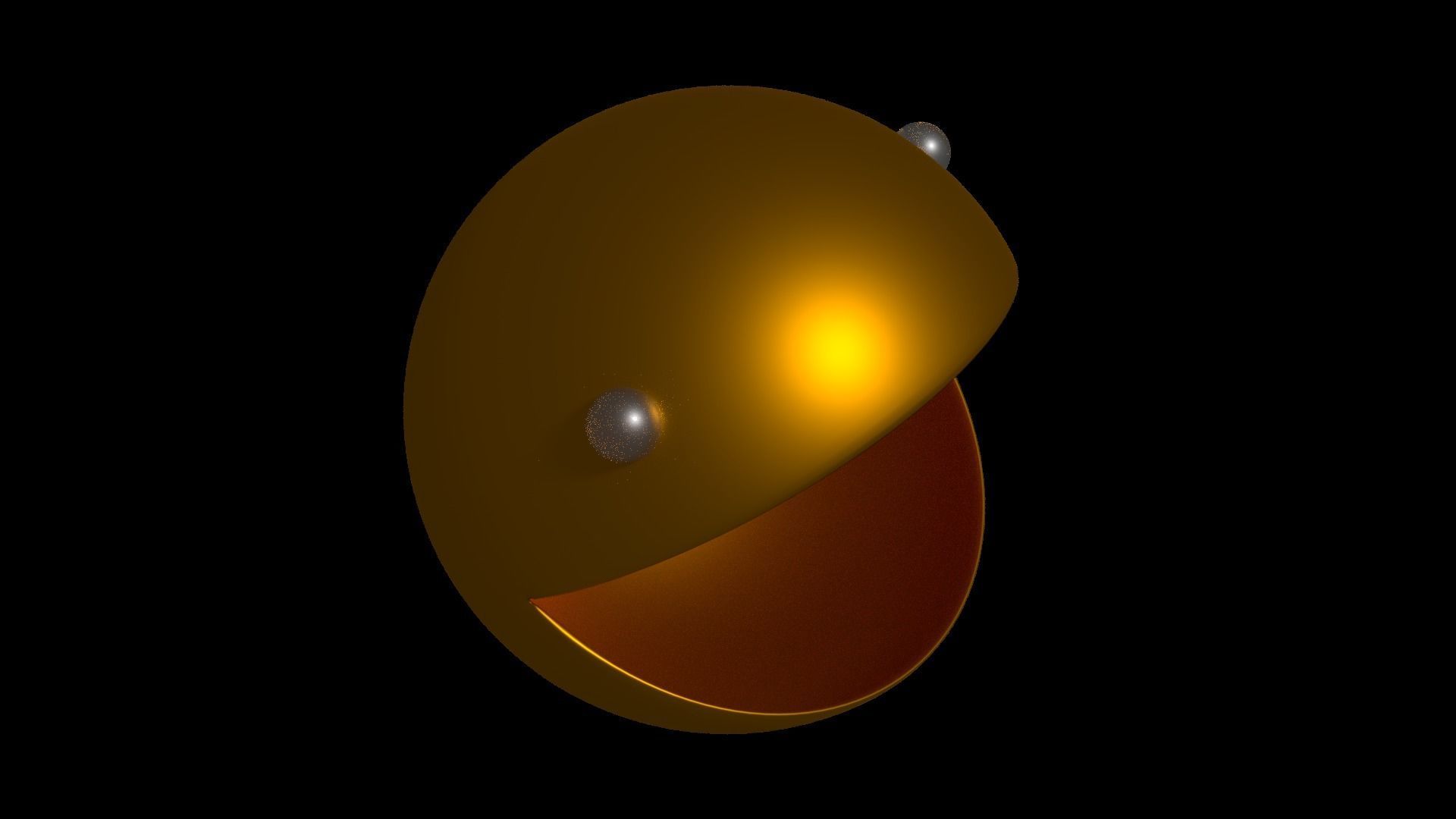 3D Pacman golden Free 3D model_2
