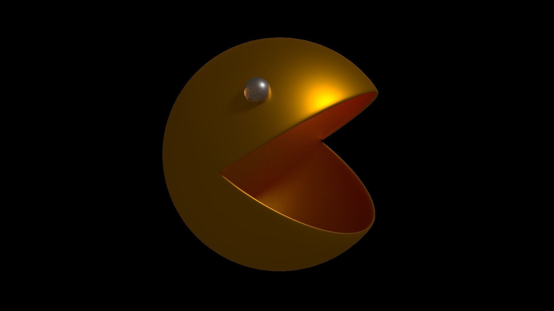 3D Pacman golden Free 3D model_1