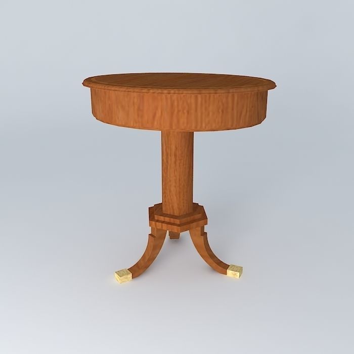 Small Oval Pedistal Table with Drawer Free 3D model_1