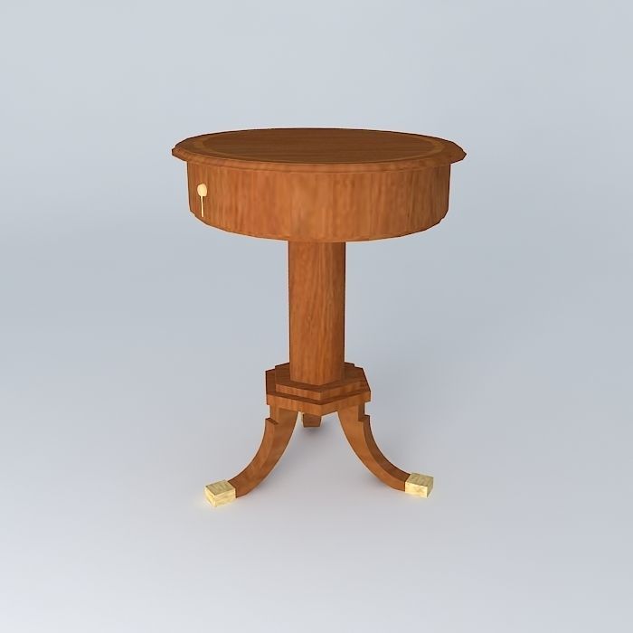 Small Oval Pedistal Table with Drawer Free 3D model_2