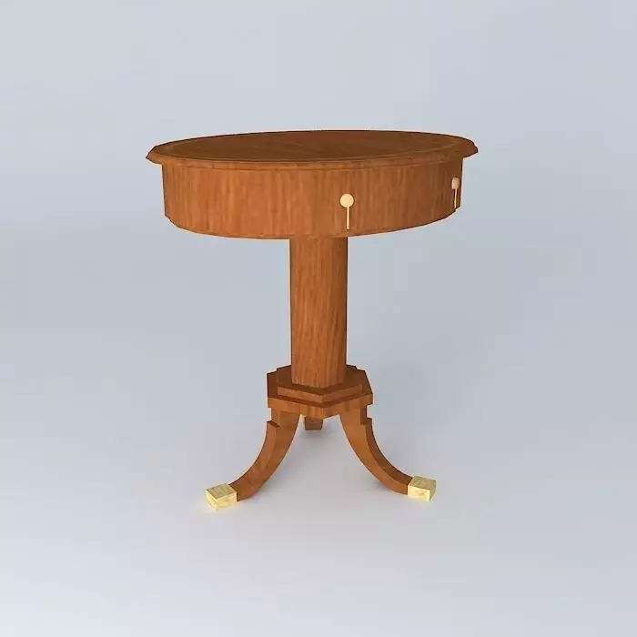 Small Oval Pedistal Table with Drawer Free 3D model_0