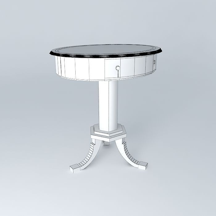 Small Oval Pedistal Table with Drawer Free 3D model_3