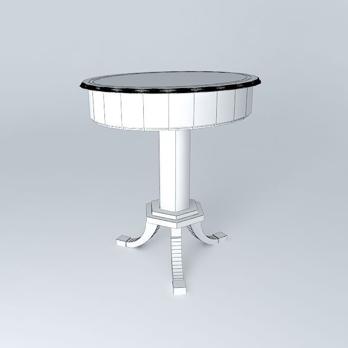 Small Oval Pedistal Table with Drawer Free 3D model_4