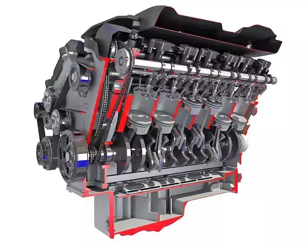 Sectioned V12 Engine 3D model