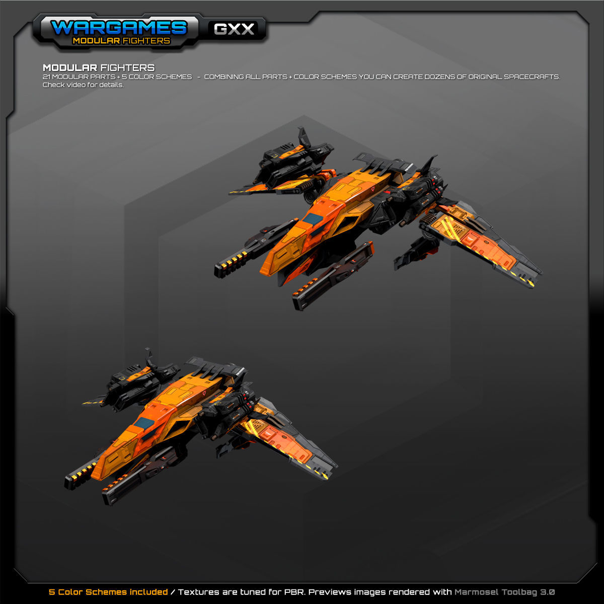 MODULAR SF Fighters GXX Low-poly 3D model_6