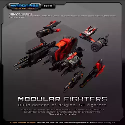 MODULAR SF Fighters GXX Low-poly 3D model MODULAR SF Fighters GXX Low-poly 3D model