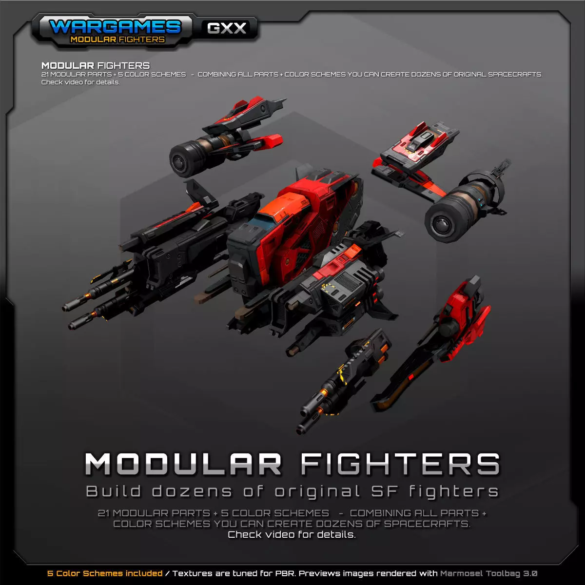 MODULAR SF Fighters GXX Low-poly 3D model_0